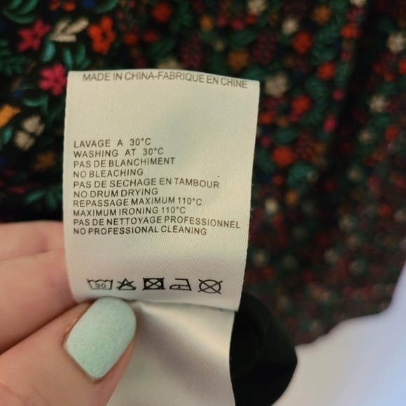 Molly Bracken Ditzy Floral Print  Shift Mini Dress Bell Sleeve Back Neck Tie M - Picture 12 of 15